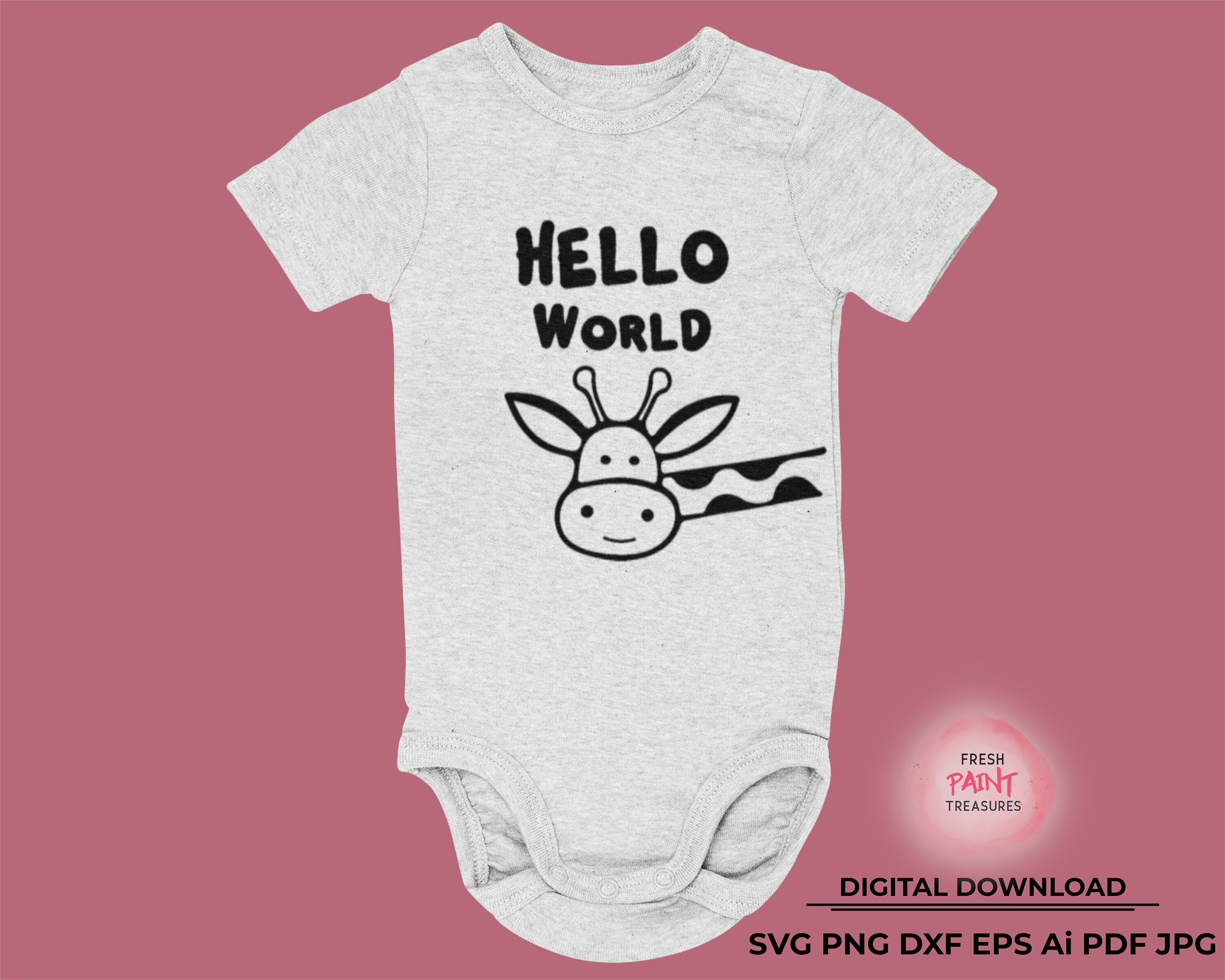 Hello World | Baby Svg | Birth Announcement | Giraffe | New to the Crew ...