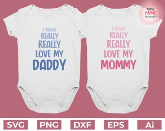 Baby SVG bundle, I love my mommy, love my daddy, baby boy svg, baby girl svg, kids svg files for Cricut, Silhouette, png for sublimation