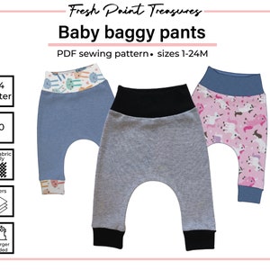 Baby Harem Pants PDF / easy sewing Patterns / 6 sizes - 1 to 24 months /  Baggy pants / Instant download