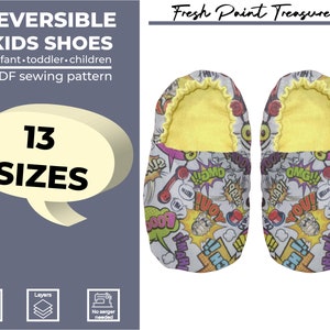 PDF sewing pattern / baby shoes / 13 sizes / baby Booties Slippers Pattern digital download / Instant download /  Baby, Kid, Toddler, Infant