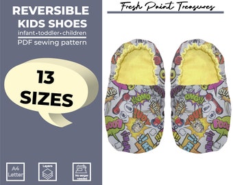 PDF sewing pattern / baby shoes / 13 sizes / baby Booties Slippers Pattern digital download / Instant download /  Baby, Kid, Toddler, Infant