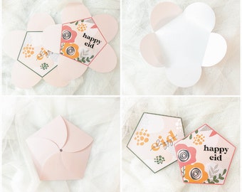 EID BLOSSOM, DIY Eid Envelopes, Pentagon Money Envelopes, Printable Eidi Envelopes, Digital Download, Eid Money Envelopes