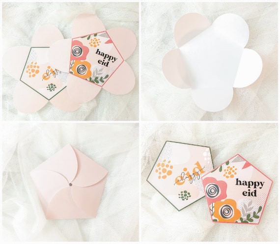 EID BLOSSOM, DIY Eid Envelopes, Pentagon Money Envelopes, Printable Eidi Envelopes, Digital Download, Eid Money Envelopes