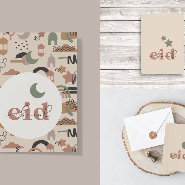 Set of 3 Printable Eid Cards, Modern Eid Cards, Digital Download, Eid Greetings, Eid Mubarak Cards, Eid Decor