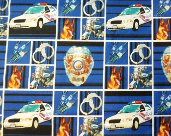 Police Department Block - 100% Cotton Fabric - Select Your Size or BTY