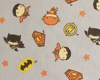 DC Comics Boy Heroes Toss - 100% Cotton Fabric - Select Your Size or By The Yard