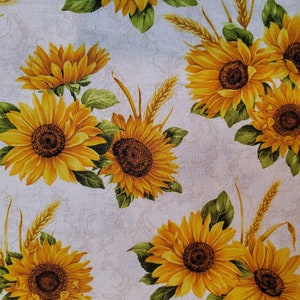 Sunflower Meadow Linen Floral Quilting Fabric By The Yard - Select Your Size or By The Yard - 100% Cotton Fabric