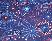 Flannel Fabric - Fireworks Display - REMNANT - 100% Cotton Flannel