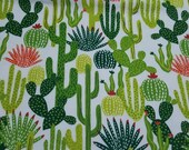 Flannel Fabric - Cactus Toss - REMNANT - 100% Cotton Flannel