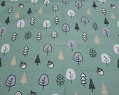 Flannel Fabric - Forest Green Trees - REMNANT - 100% Cotton Flannel
