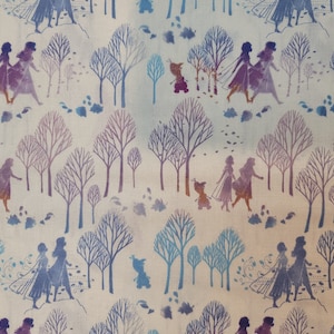 Cotton Fabric - Frozen 2 Silhouettes on White - Select Your Size or By The Yard - 100% Cotton Fabric
