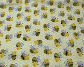 Flannel Fabric - Honeycomb Bee - REMNANT - 100% Cotton Flannel