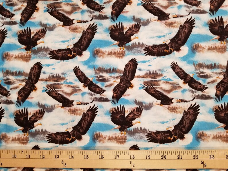 Flying Eagles Patriotic Fabric 100% Cotton Select Your Size or By The Yard image 3