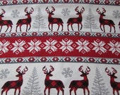 Christmas Flannel Fabric - Buffalo Check Winter Stripe - REMNANT - 100% Cotton Flannel