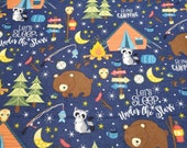 Flannel Fabric - Gone Camping Bear - REMNANT - 100% Cotton Flannel
