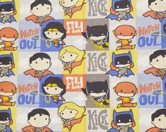 DC Comics Super Heroes In Action - 100% Cotton Fabric - Select Your Size or By The Yard