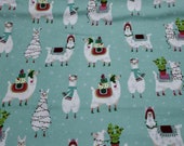 Christmas Flannel Fabric - Llama Fun Holiday - REMNANT - 100% Cotton Flannel
