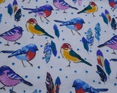 Flannel Fabric - Birds and Feathers  - REMNANT - 100% Cotton Flannel