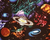 Large Planets Novelty Cotton Fabric - 100% Cotton - By The Yard