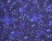 Metallic Star Constellations - 100% Cotton Fabric - Select Your Size or By The Yard