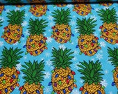 Christmas Flannel Fabric - Christmas Pineapple - REMNANT - 100% Cotton Flannel