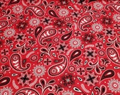 Flannel Fabric - Americana Bandana Red - REMNANT - 100% Cotton Flannel