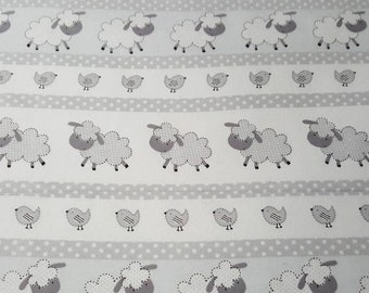 Fence Cotton Nursery Flannel Fabric Coral Crafts Gray Whimsy Animals Sheep for Quilting Nursery Flannel Fabric Teal Farm