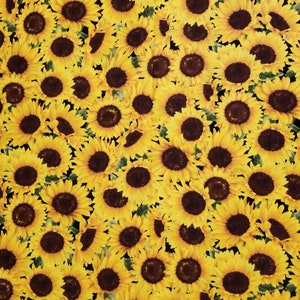 Packed Sunflowers Quilting Cotton Fabric - 100% Cotton Fabric - Select Your Size or By The Yard