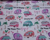 Flannel Fabric - Glamping Girl - REMNANT - 100% Cotton Flannel