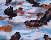 Flannel Fabric - Soaring Eagles - 23" REMNANT - 100% Cotton Flannel