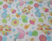 Flannel Fabric - Jungle Animals Colorful - REMNANT - 100% Cotton Flannel