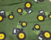 Flannel Fabric - John Deere Tractors - REMNANT - 100% Cotton Flannel