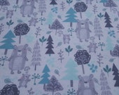 Flannel Fabric - Woods White Bear - Remnants (Multiple Sizes) - 100% Cotton Flannel