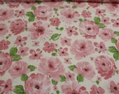Flannel Fabric - Bunny Roses - 24" REMNANT - 100% Cotton Flannel