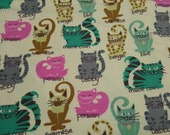 Flannel Fabric - Kitty Breeds - 23" REMNANT - 100% Cotton Flannel