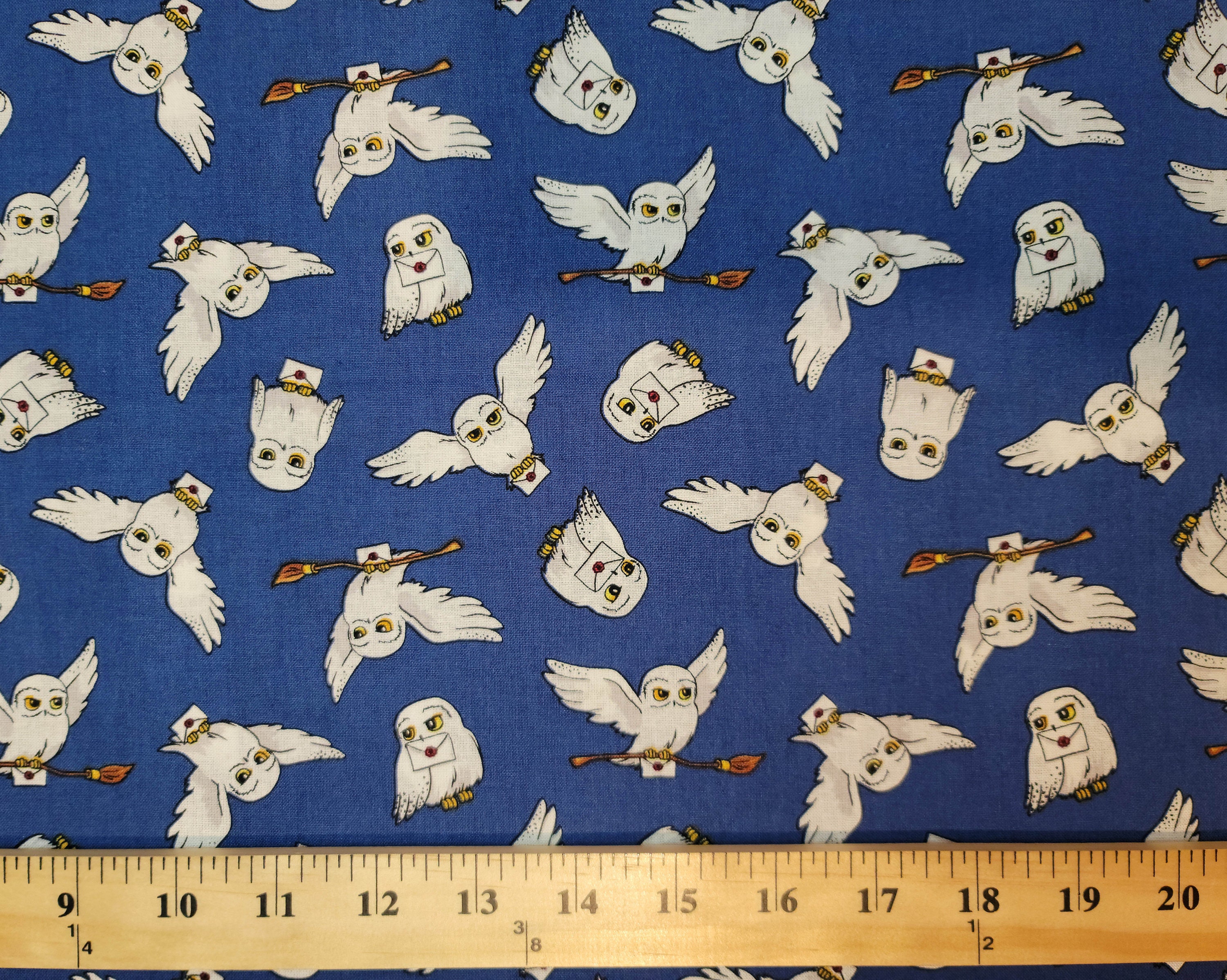 Cotton Fabric Harry Potter Hedwig Owl with Broom and Letter Etsy