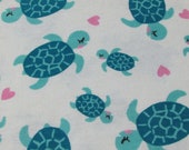 Flannel Fabric - Mermaids Turtles - 23" REMNANT - 100% Cotton Flannel