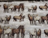 Flannel Fabric - Winter Horses - REMNANT - 100% Cotton Flannel