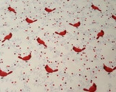 Christmas Flannel Fabric - Cardinals on Vines Cream - REMNANT - 100% Cotton Flannel