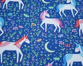 Flannel Fabric - Princess Unicorns - 22" REMNANT - 100% Cotton Flannel