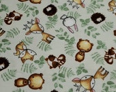 Flannel Fabric - Woodland Tykes Toss - REMNANT - 100% Cotton Flannel