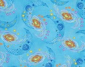 Cotton Fabric - Stay Wild Moon Child, Moon and Galaxy on Light Blue Quilting Fabric - Select Your Size or By The Yard - 100% Cotton Fabric