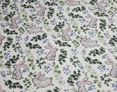 Flannel Fabric - Bunny Allover - 26" REMNANT - 100% Cotton Flannel