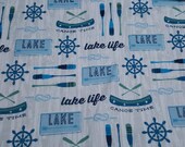 Flannel Fabric - Lake Life Gray - 23" REMNANT - 100% Cotton Flannel