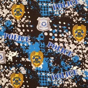 Police Department Badges Abstract Geo Logo - 100% Cotton Fabric - Select Your Size or By The Yard