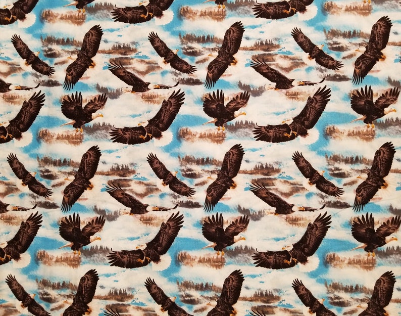 Flying Eagles Patriotic Fabric 100% Cotton Select Your Size or By The Yard image 2