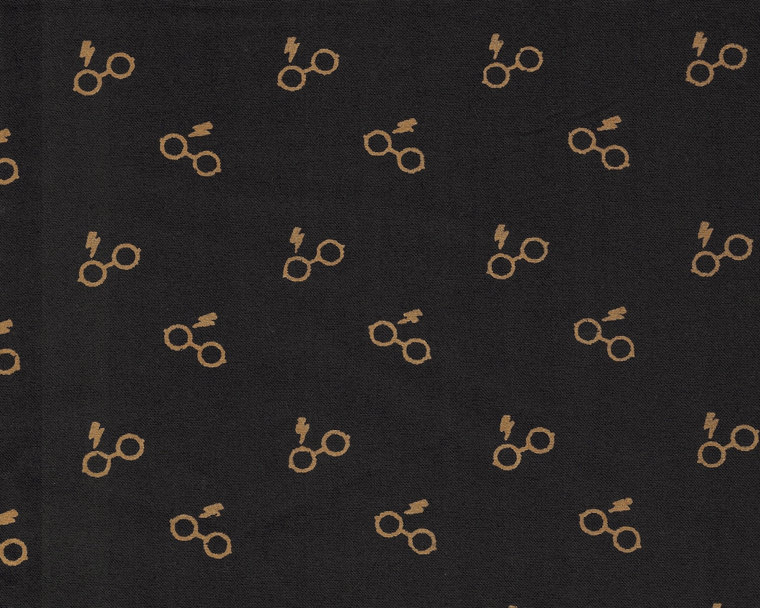 Harry Potter Metallic Glasses and Lightning Bolts Gold on Black