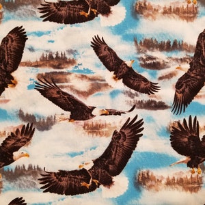 Flying Eagles Patriotic Fabric 100% Cotton Select Your Size or By The Yard image 1