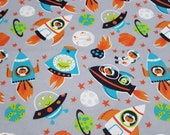 Flannel Fabric - Space Adventure - 28" REMNANT - 100% Cotton Flannel