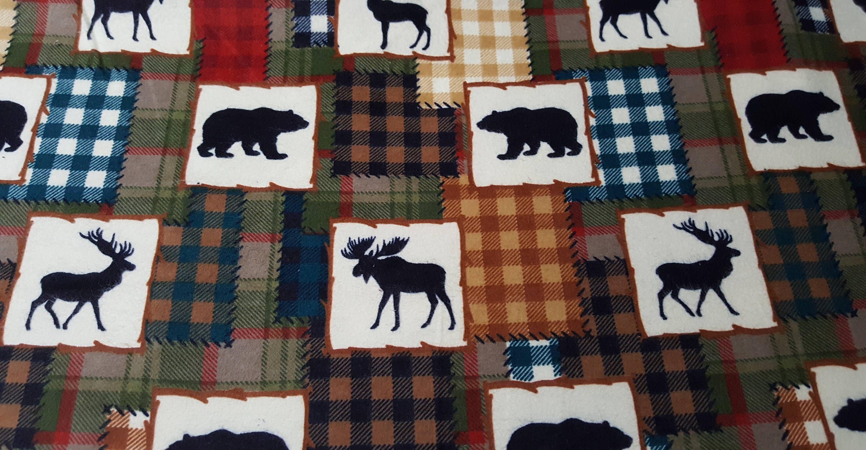 Flannel Fabric Bear Lake Patch REMNANT 100 Cotton Etsy